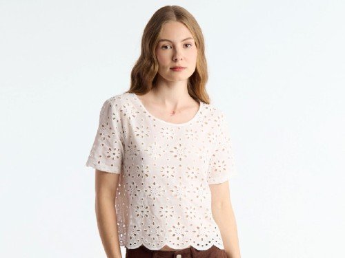 Blusa Blur manga corta escote redondo Broderie Kevingston