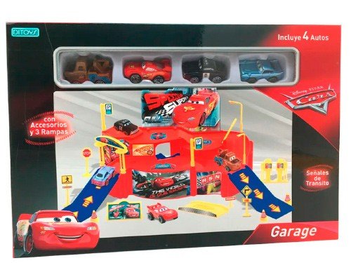 Cars Garage Estacionamiento Con 4 Autos y 3 Rampas Disney