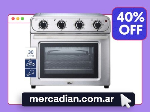 Horno Con Freidora De Aire 30 Lts Bgh Acero Inox BHE30FX24T