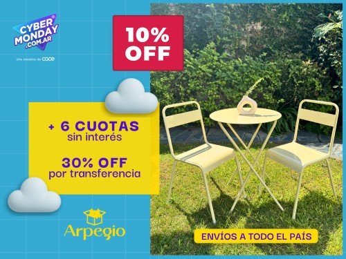 Juego de exterior mesa redonda + 2 sillas de chapa - Arpegio