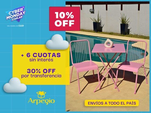 Juego de exterior mesa cuadrada + 2 sillas chapa - Arpegio