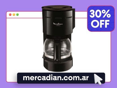 Cafetera Con Filtro Moulinex Cafécity Negra 0.6 Lts FG320558