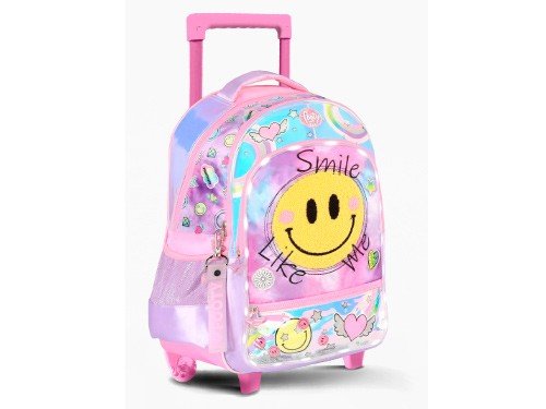 Mochila Carro Footy Smile 18” Pulgadas con Luz Led Lila