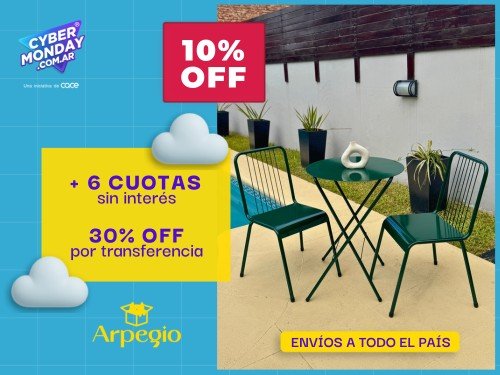 Combo exterior mesa redonda + 2 sillas de chapa - Arpegio