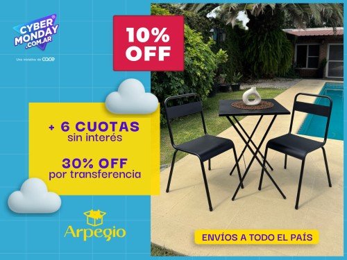 Combo exterior mesa cuadrada + 2 sillas de chapa - Arpegio