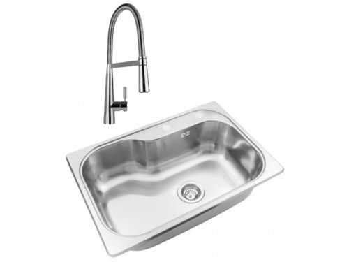 Combo Cocina Bacha Johnson Luxor + Grifería Monocomando Alto Denia