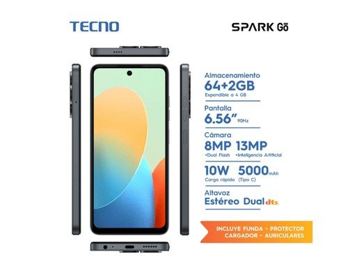 Celular Tecno Spark 20C Go 64/2 GB Negro