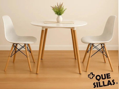 Mesa Redonda De Comedor Madera 90cm Diseño Moderno Eames