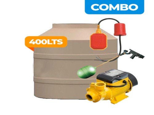 COMBO TANQUE 400L TRICAPA + BOMBA + AUTOMATICO + FLOTANTE