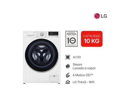 Lavarropas LG Thinq Inverter WM10WVC4S6 10 Kg Carga Frontal Blanco