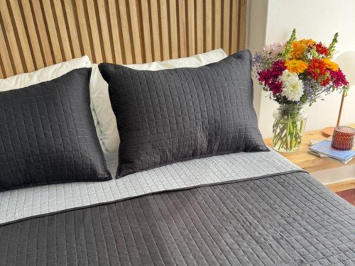 Kit Cubrecama MARBELLA QUEEN gris-negro