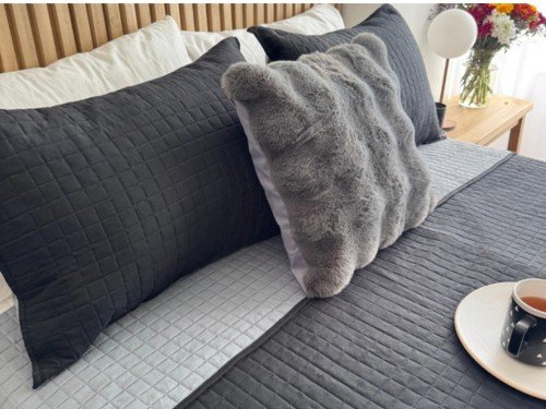 Kit Cubrecama MARBELLA QUEEN gris-negro