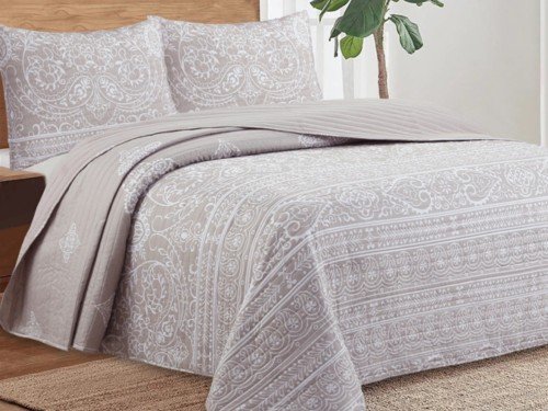 Set Cubrecama Quilt QUEEN Estampado con Fundas - Guardas