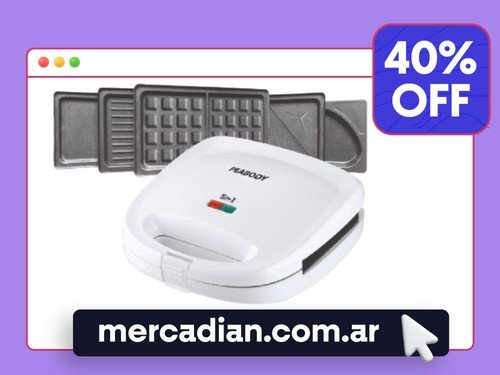 Sandwichera Waflera 5 en 1 Peabody PE-SW6141