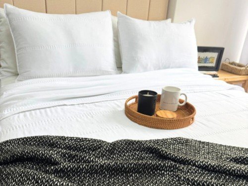 Kit Cubrecama Granada QUEEN Prewash con Fundas - blanco