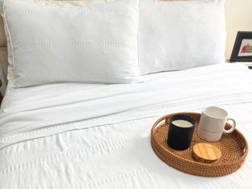 Kit Cubrecama Granada QUEEN Prewash con Fundas - blanco