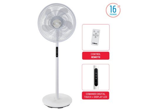 Ventilador De Pie Digital 16" Liliana Metálico Blanco VP16D