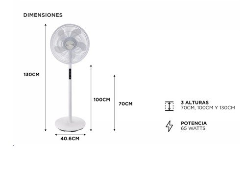 Ventilador De Pie Digital 16" Liliana Metálico Blanco VP16D