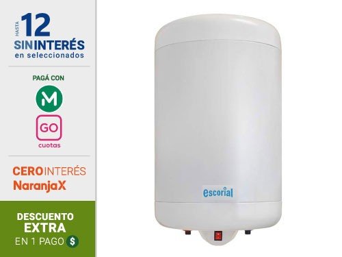 Termotanque Escorial 55Lts Electrico C/Inf. De Colgar Blanco