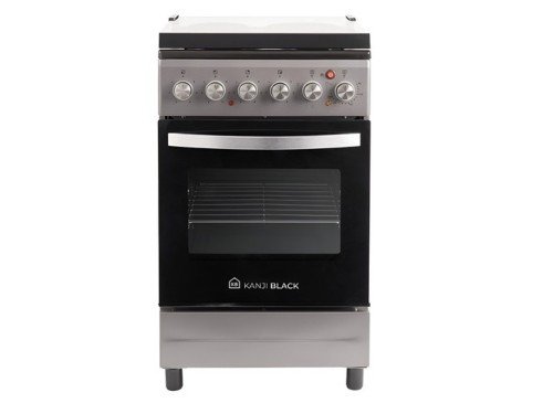 Cocina Electrica Acero Inoxidable Hornallas Horno Kanji Gris Plateado