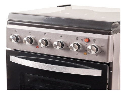Cocina Electrica Acero Inoxidable Hornallas Horno Kanji Gris Plateado