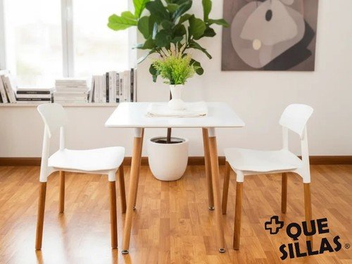 Juego De Comedor Mesa Eames Madera 70 X 70 + 4 Sillas Milan
