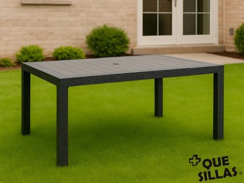 Mesa De Jardin Plastica Simil Rattan Exterior 150 X 90 Alejo