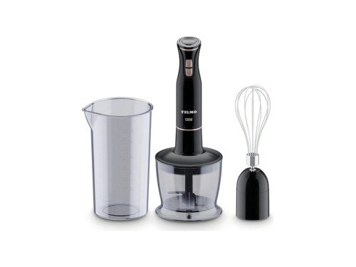 Mixer Licuadora De Mano Yelmo Lm-1555 Bowl Picador + Vaso Color Negro