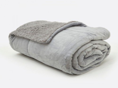 FRAZADA 2 1/2 EDREDON FLANNEL CORDERITO GRIS PERLA FULLBLANC