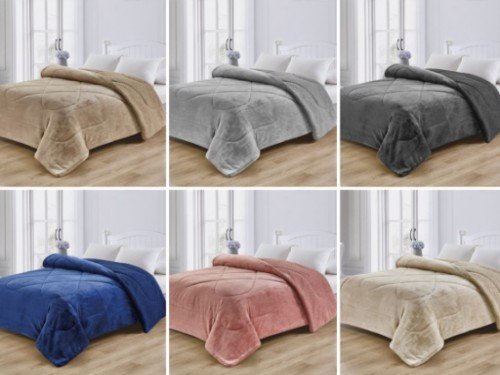 FRAZADA 2 1/2 EDREDON FLANNEL CORDERITO BEIGE FULLBLANC