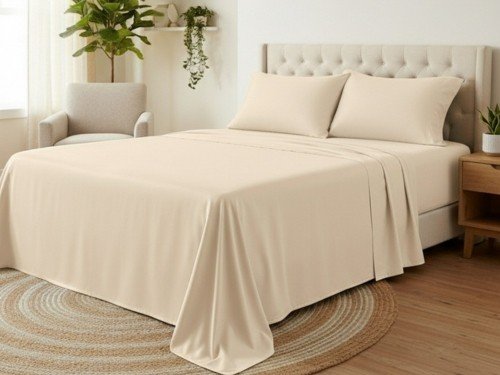 Sábana Provence Queen Natural - 200 Hilos 100% Algodón con borde