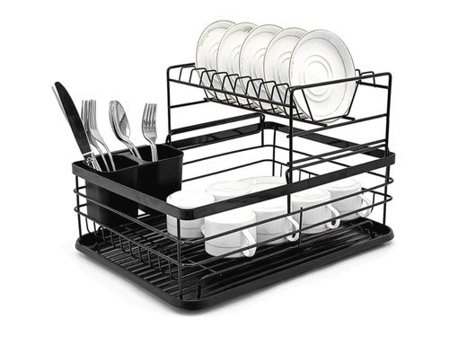 Escurridor Secaplatos 2 Niveles Acero Inoxidable Bandeja Alpina HLV01