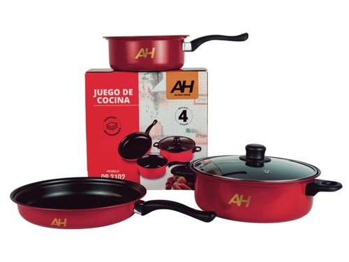 Bateria De Cocina Ollas Sarten 4 Piezas Antiadherentes Alpina DR 2102