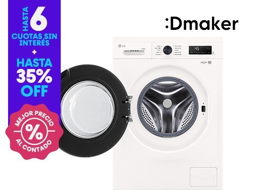 Lavarropas LG Inverter Carga Frontal 6.5kg 1200rpm Blanco