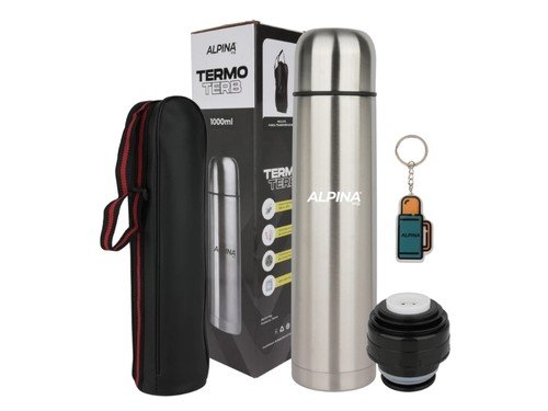 Termo Bala 1 Litro Acero Inoxidable Pico Cebador Bolso Llavero Alpina