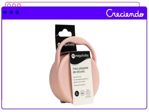 Vaso Plegable Mega Baby Silicona Con Tapa Y Manija +6 Meses