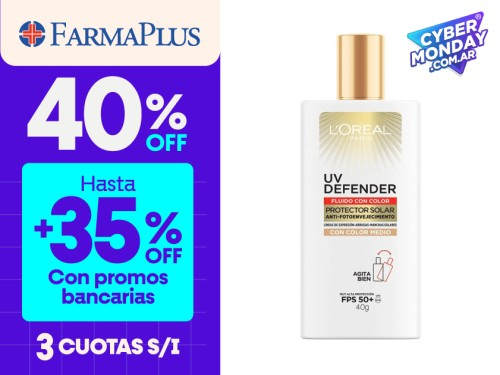 L'oréal Paris Solar Fluido Tono Medio Fps50 Uv Defender 40g