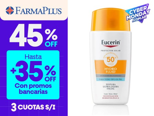Protector solar facial Eucerin Hydro Fluid FPS 50+ 50 ml