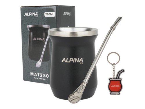 Mate Termico Acero Inoxidable Y Bombilla Alpina Llavero 280 Ml Alpina