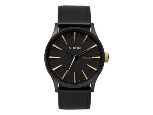 Sentry Leather Matte Black Gold Nixon
