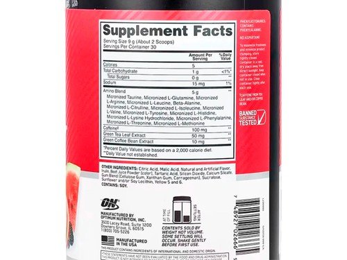 On Optimum Nutrition Amin.o Energy Aminoacidos Frutal 270g