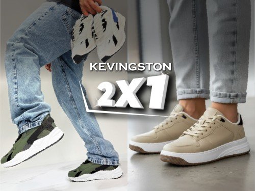 2x1 Zapatillas hombre Kevingston urbana ecocuero blanco azul verde