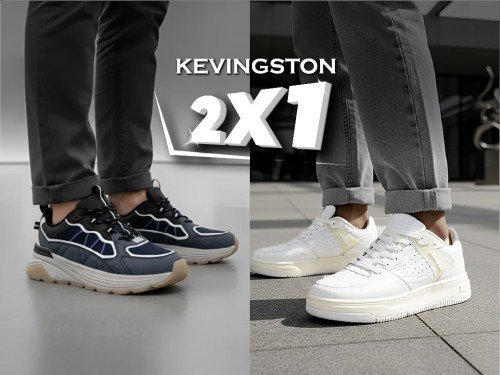 2x1 Zapatillas hombre Kevingston urbana ecocuero blanco azul verde