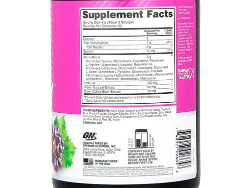 On Optimum Nutrition Amin.o Energy Aminoacidos Grape 270g