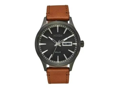 Sentry Solar Leather Gunmetal Nixon