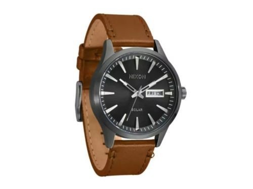 Sentry Solar Leather Gunmetal Nixon