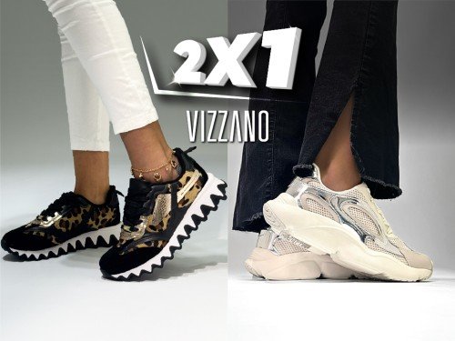 2x1 en Zapatillas Mujer Vizzano Print Beige plata negro + 6 cuotas s/i