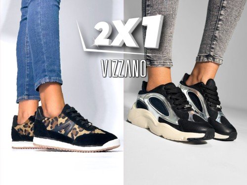 2x1 en Zapatillas Mujer Vizzano Print Beige plata negro + 6 cuotas s/i