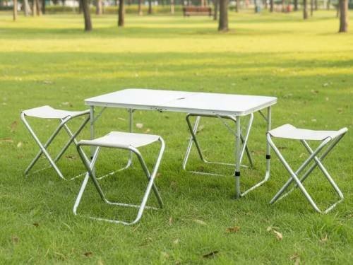Mesa + 4 Banquetas Camping 120x62cm Plegables