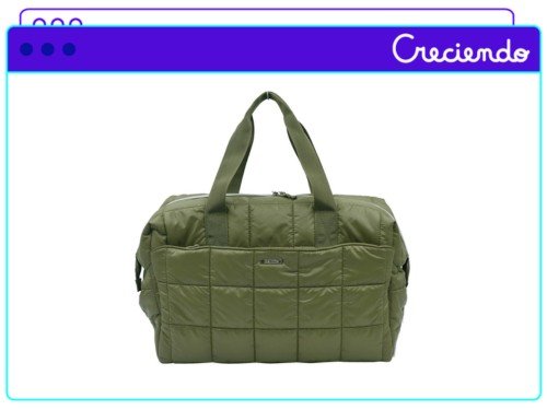 Bolso Maternal Acolchado Verde Matelasse Liviano Y Urbano